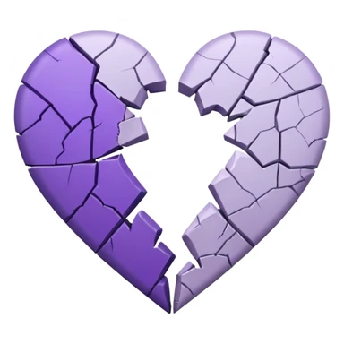 coração quebrado metade branco metade roxo sticker