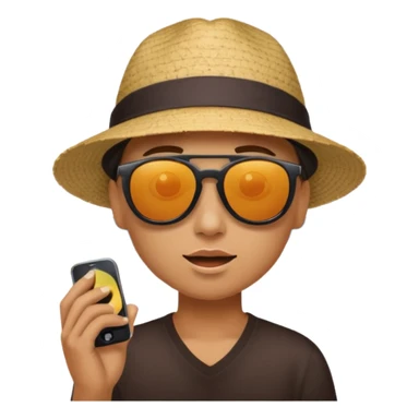 Someone listening to a speaker at the beach. sticker