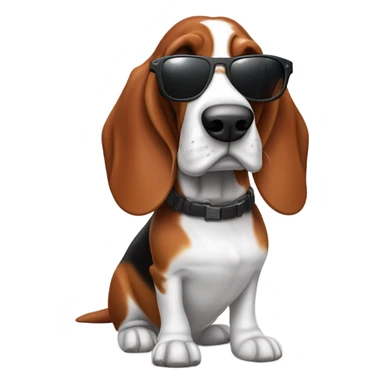 Red and white basset hound with AR15 and sunglasses sticker