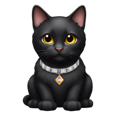 Black f7 cat with jewel collar sticker