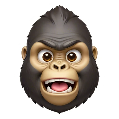 Cinematic Comical Gorilla Portrait Emoji, Head tilted dramatically with an exaggeratedly shocked expression, featuring a robust build with wide, comically expressive eyes full of humorous disbelief, Simplified yet hilariously expressive features, highly detailed, glowing with a slightly sassy jungle glow, high shine, dramatic yet playful, stylized with an air of quirky primate attitude, soft glowing outline, capturing the essence of a meme-worthy gorilla that appears ready to side-eye its way into viral fame! sticker