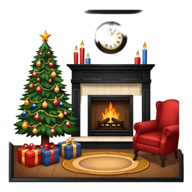 Interior early American Christmas scene sticker