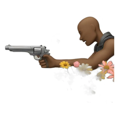 A gun shooting flowers sticker