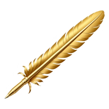3D perspective academic premium golden ink feather pen sticker