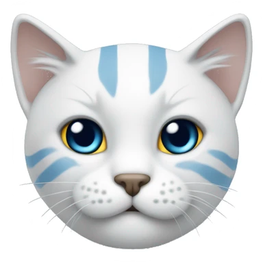 Un gato blanco y gris con lazo azul sticker