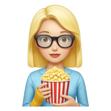 woman wearing 3d glasses holding popcorn sticker