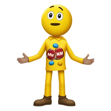 Paper half magnetic yellow m&m costume with the hands and feet not actually attached to the body and feet fused with each other sticker