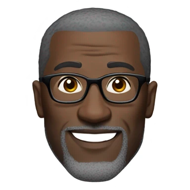 Shannon sharp with round faced suit and glasses and buzz cut and small eyes and over 50 small gray bearded receding hairline sticker