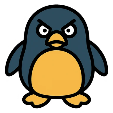 angry penguin color icon with black outlines sticker