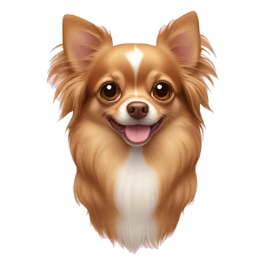 A brown longhair chihuahua with hearts on his head sticker