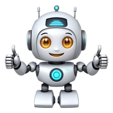 cute girly robot with a big smile, portal design , giving a big thumbs-up sticker