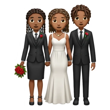 lesbian black couple getting married. one dreads one dark brunette with box braids. Dreads in a suit, brunette box braids in a dress. BOTH GIRLS full body sticker
