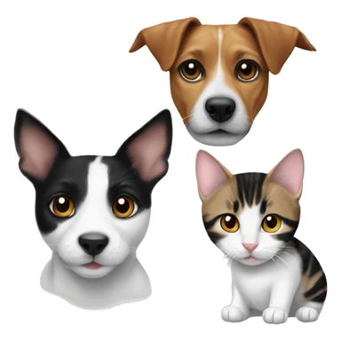 Jack Russell and Black and White Cat and Tabby Cat sticker