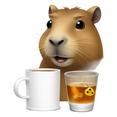 capybara in a cylinder with a manocle drinks tea sticker