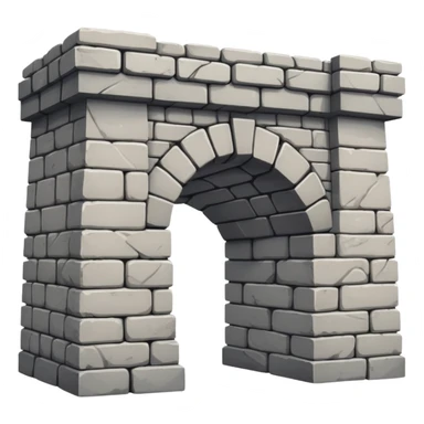 A side profile of a stone bridge where missing bricks make a smiling face emoji. sticker