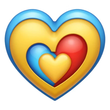 Fusiona un corazón amarilla con uno azul sticker