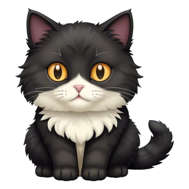 black fluffy cat with white nose and patches sticker