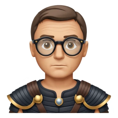 James Bond, wearing gladiator cloth, big round glassed sticker