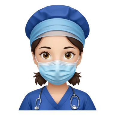 Surgical Face mask on a brunette girl in navy blue scrubs  sticker