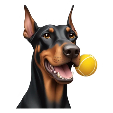 Doberman with a ball in mouth  sticker