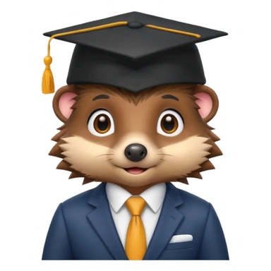A hedgehog student dressed in a suit and wearing a square academic cap. sticker