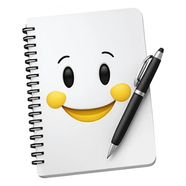 Minimalist open notebook with a pen, one page showing a small smiley face. Symbolizes self-reflection and emotion tracking. sticker