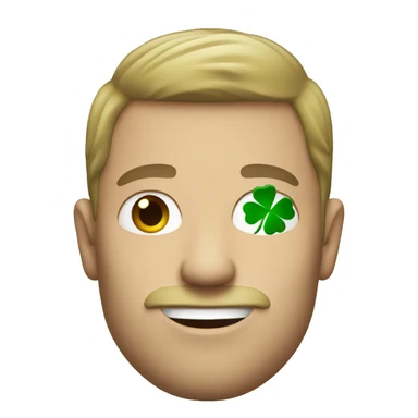 white man with four leaf clover sticker