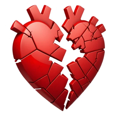 "Realistic HD red broken heart, shattered pieces, no money present, empty and dramatic look, clean white background." sticker