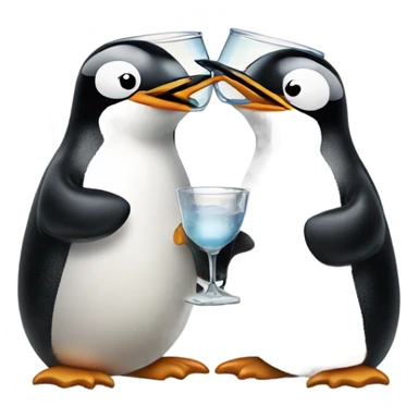 two penguins clinking glasses sticker