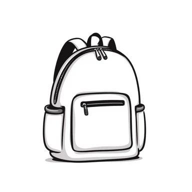 a backpack with pockets, zippers, and straps, in pastel colors dd9fb0, ffc6d3, a3bfc9, c4bee2, f1b091, detailed hand-drawn doodle style sticker