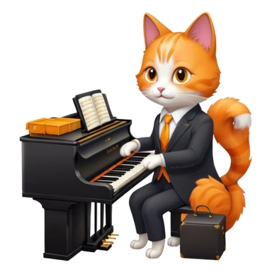 a magical piano playing cat in a business suit sticker