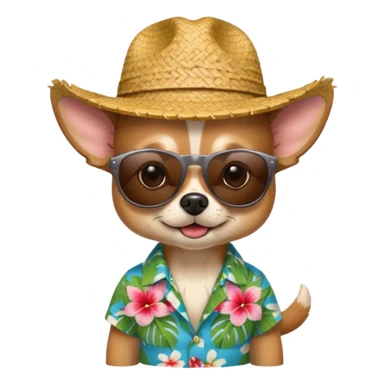 Chihuahua with sunglasses and straw hat, hawaii shirt sticker