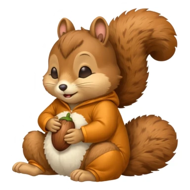 squirrel in acorn pajama suit snoring sticker