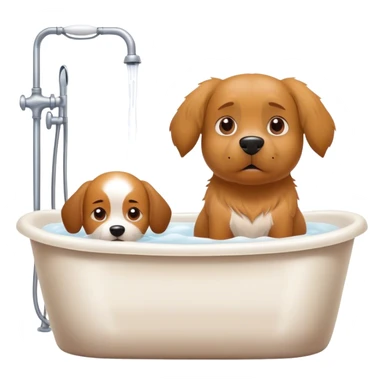 Big dog watching little dog take a bath sticker