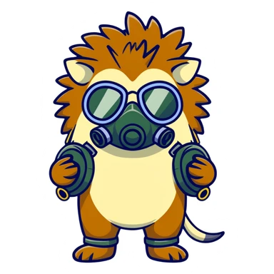 hedgehog wearing a gas mask sticker