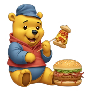 Winnie the pooh with kebab sticker