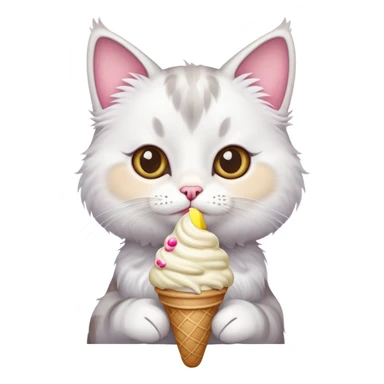 An cat holding icecream and has big cute eyes sticker