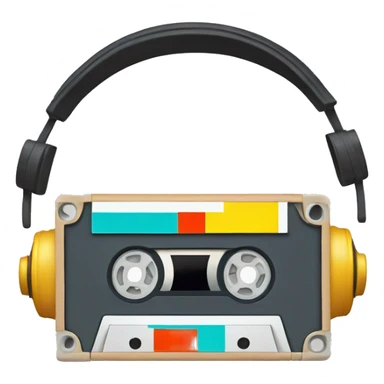 Cassette tape and headphones sticker