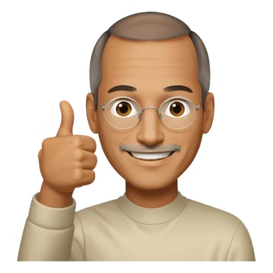 steve jobs holding up a thumbs up sticker