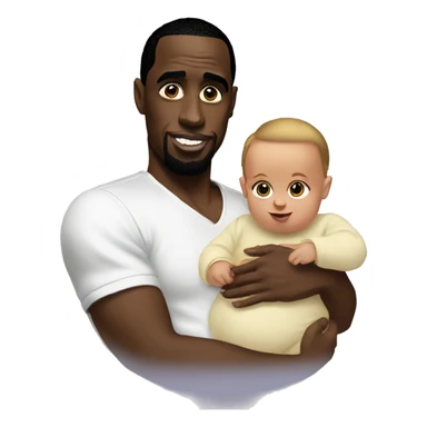 p diddy holding a baby sticker