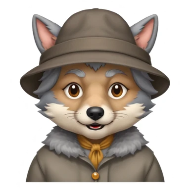 The big bad wolf is wearing Grandma's clothes and a hat, yet its face still looks like a wolf's. sticker