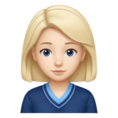 cute school girl jewish blue shirt navy jumper with light blue by the v neck on the jumper sticker