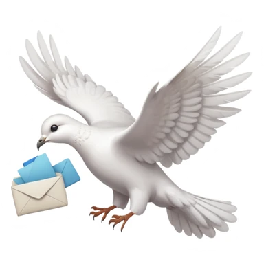 a dove flies with a letter sticker