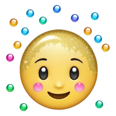 emoji of sparkling shiny glitter, with bright sparkles and shimmering particles, simple cute cartoon style sticker