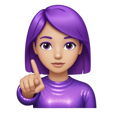 Glitter Roxo e Ciano Dedo apontando pro lado sticker