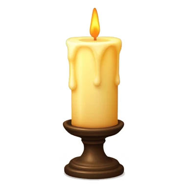  A softly glowing pillar candle with melted wax sticker