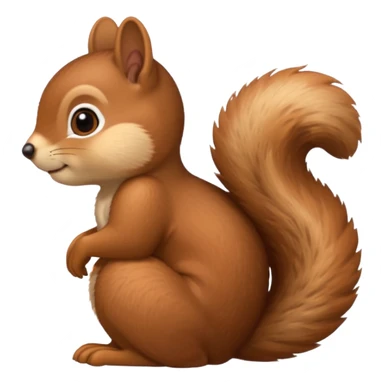 a single squirrel in Apple emoji style, dreamy thoughtful expression, hand under chin, eyes looking up, deep in thought sticker