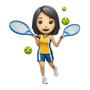 Japanese woman playing pickleball sticker