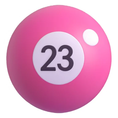 pink billiard ball with the number 23 inside a white circle sticker