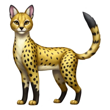 Colorful adorable shiny spectral glittery soft smooth black gloomy dark dull melanistic black-and-gold-glittery wealthy luxurious accessorized elegant beautiful pretty Caracal-Cheetah-Serval-Snow-Leopard-Trico-Sergal-Vernid-fusion-hybrid-animal-creature, full body sticker